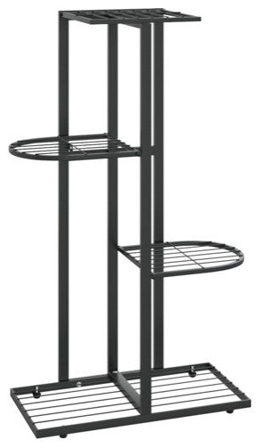 vidaXL Plant Stand Plant Rack Plant Shelves for Indoor and Outdoor Black Metal
