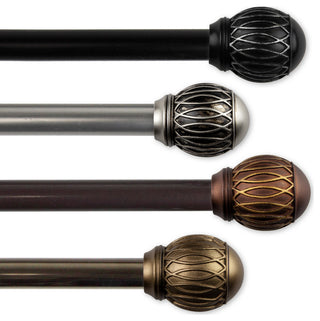 Denny 13/16" Curtain Rod, Black, 120-170"