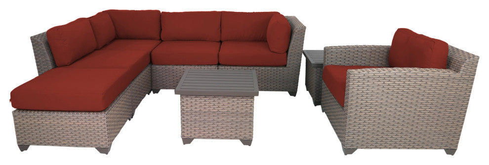 Florence 8 Piece Outdoor Wicker Patio Furniture Set 08g, Terracotta