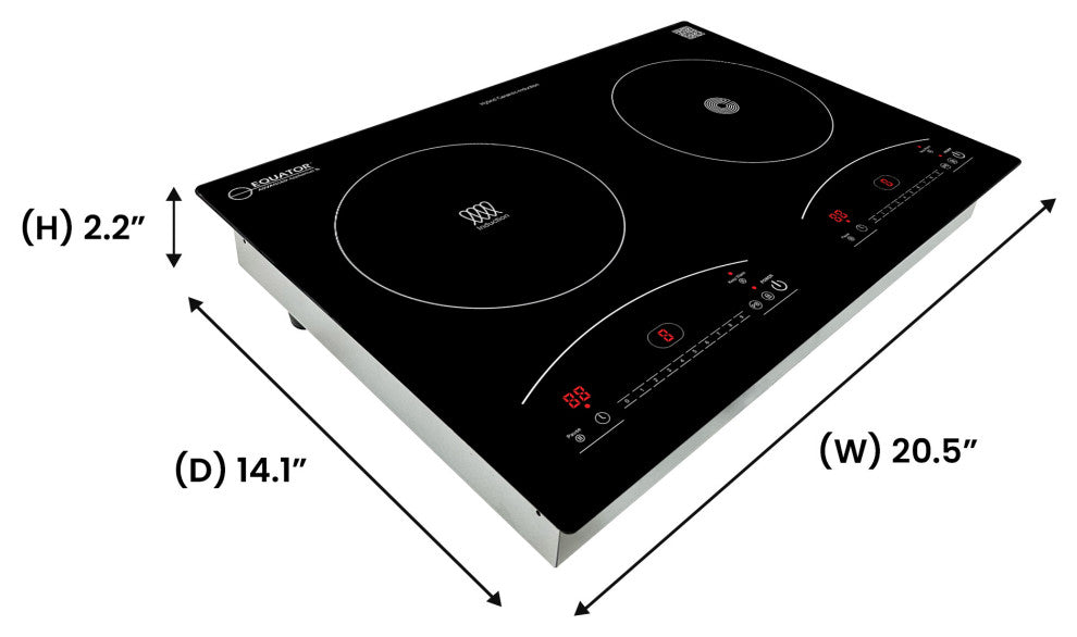 20" Electric Ceramic-Induction 2 Burner Cooktop