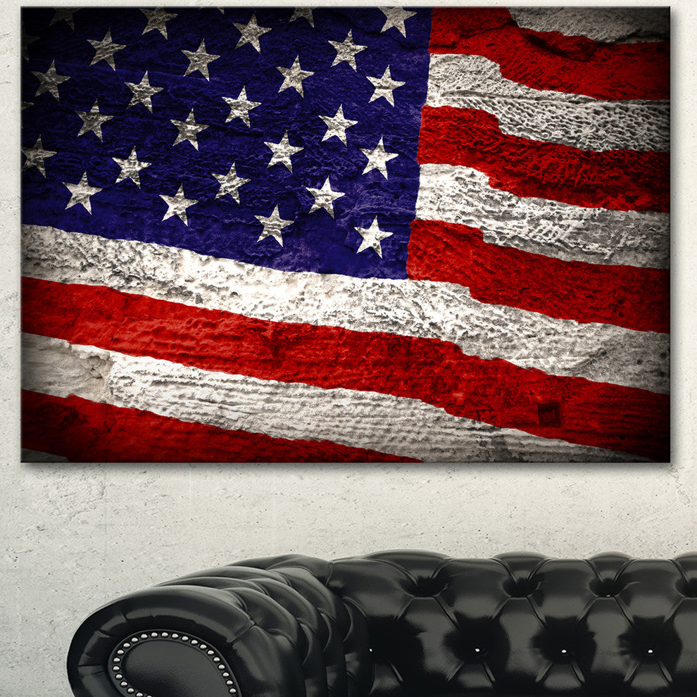 Large American Flag Watercolor, Abstract Canvas Artwork, 40"x30"