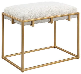 Uttermost Paradox Small Gold & White Shearling bench