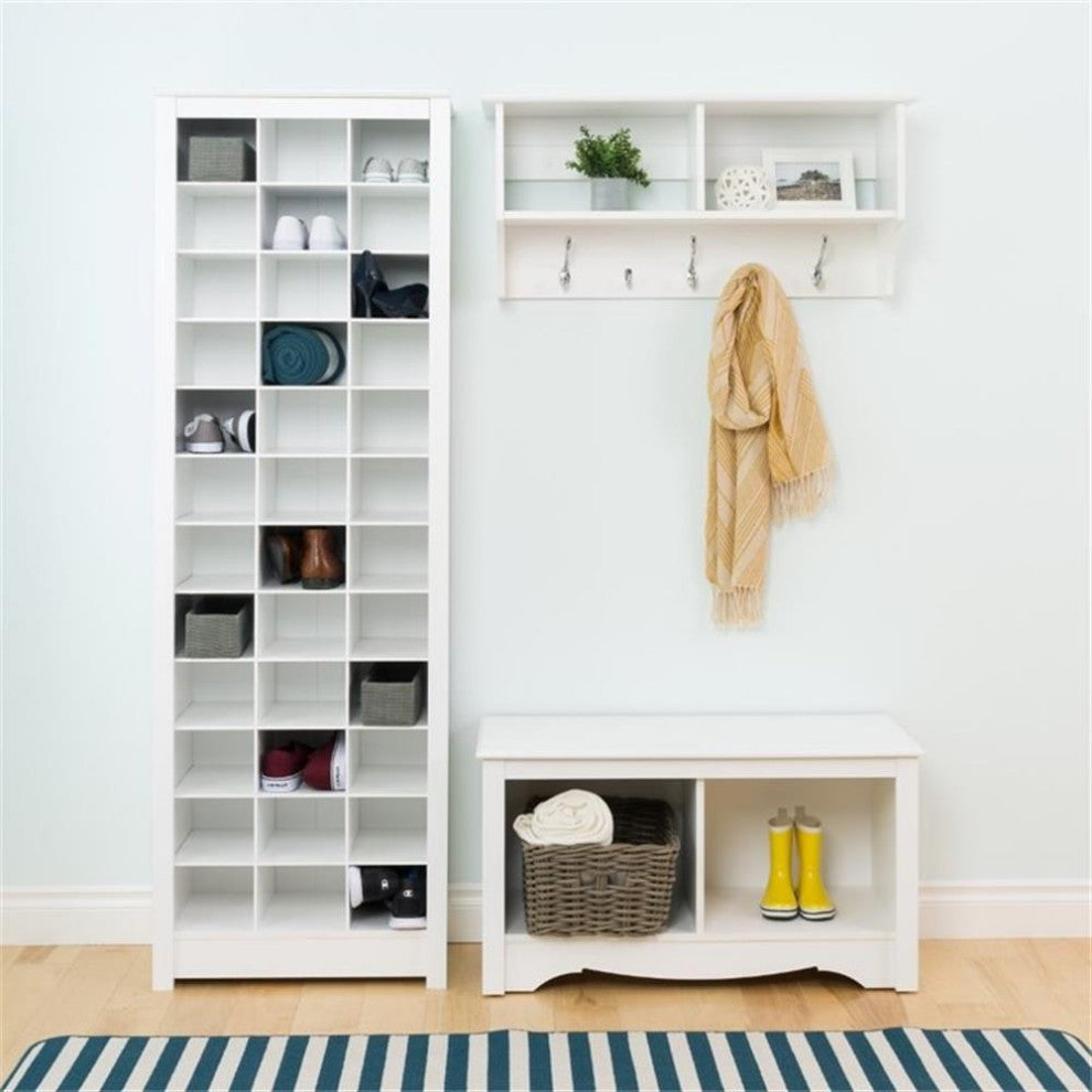 Prepac Space Saving 36 Cubby Shoe Storage Cabinet in White