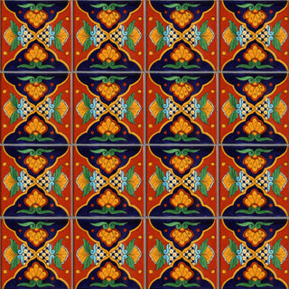 4-Piece Tutuaca Talavera Mexican Tile, 6x6"