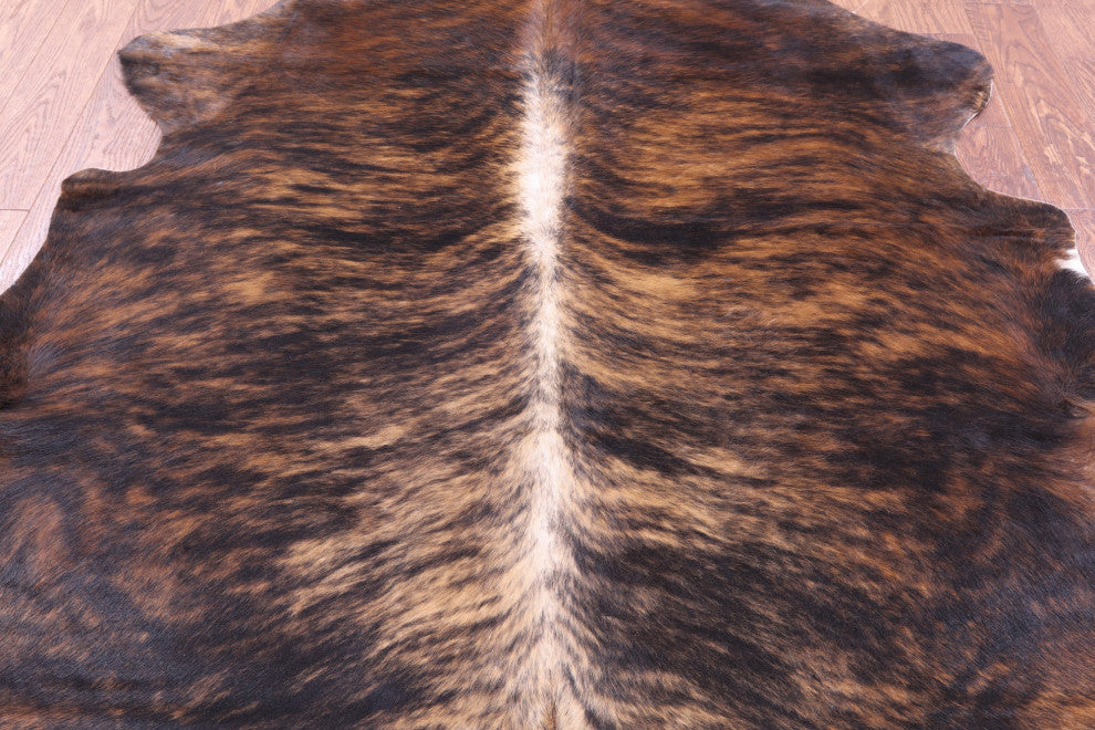 6' 3" X 5' 9" Brindle Natural Cowhide Rug C1786