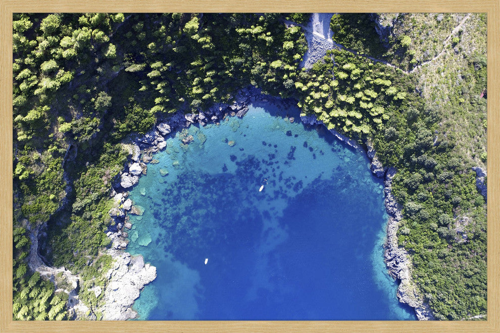 Marmont Hill, "Deep Blue Lagoon" by Alfredo Framed Painting Print, 36x24