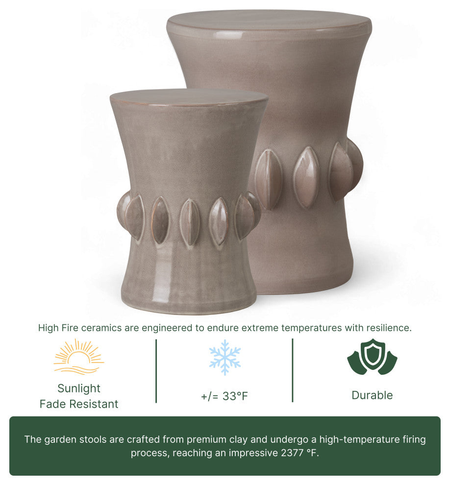 Jewel Stool, Light Gray 14x18