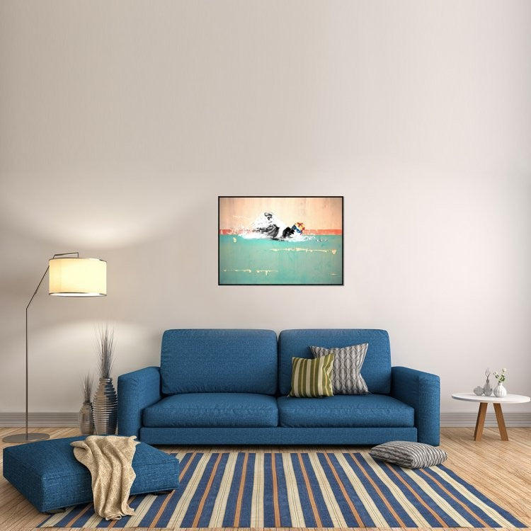 "Swim on! Bronx, NYC" Framed Canvas Giclee by Masterfunk Collective, 41x29"