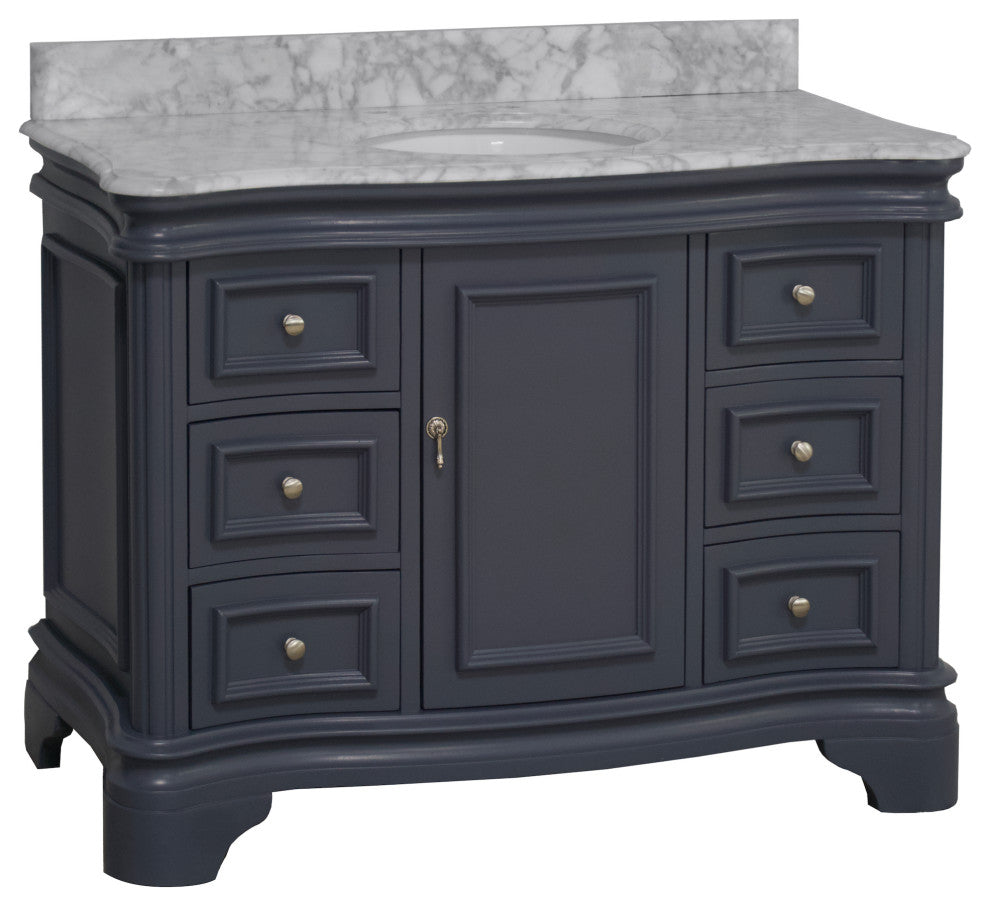 Katherine 48" Bath Vanity, Marine Gray, Carrara Marble