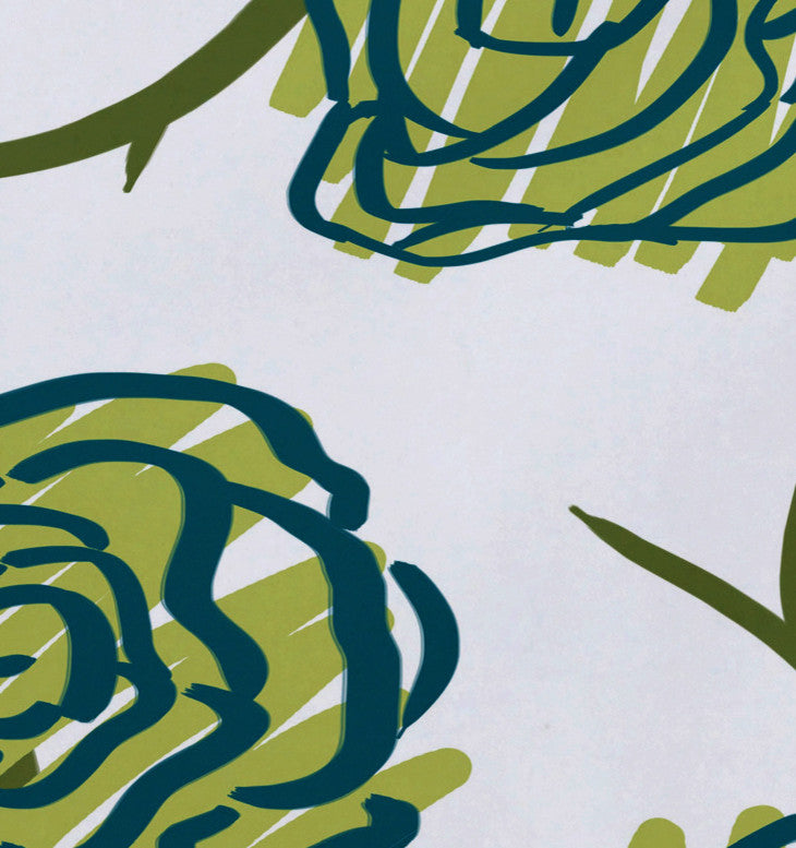 18"x14" Spring Floral 1, Floral Print Placemat, Green, Set of 4