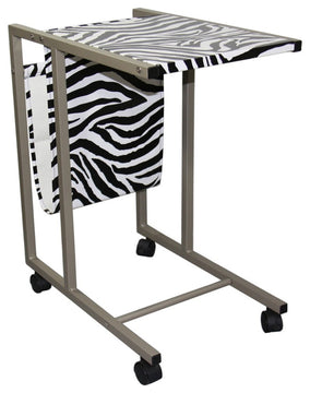Modern Zebra Print Metal Laptop Cart And Desk