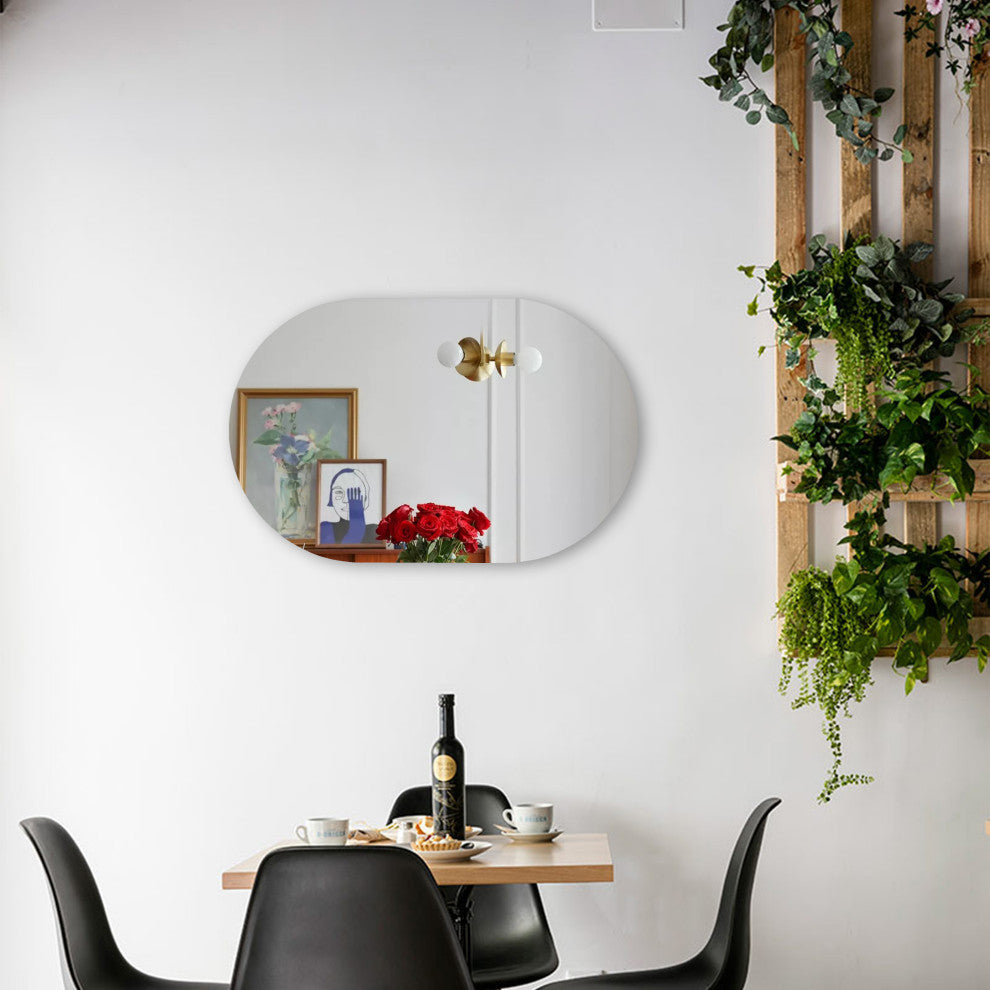 Reflection Verical/Horizontal Hanging Round Shaped Frameless Wall Mirror 33" H