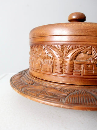Consigned, Vintage Carved Wood Cake Stand