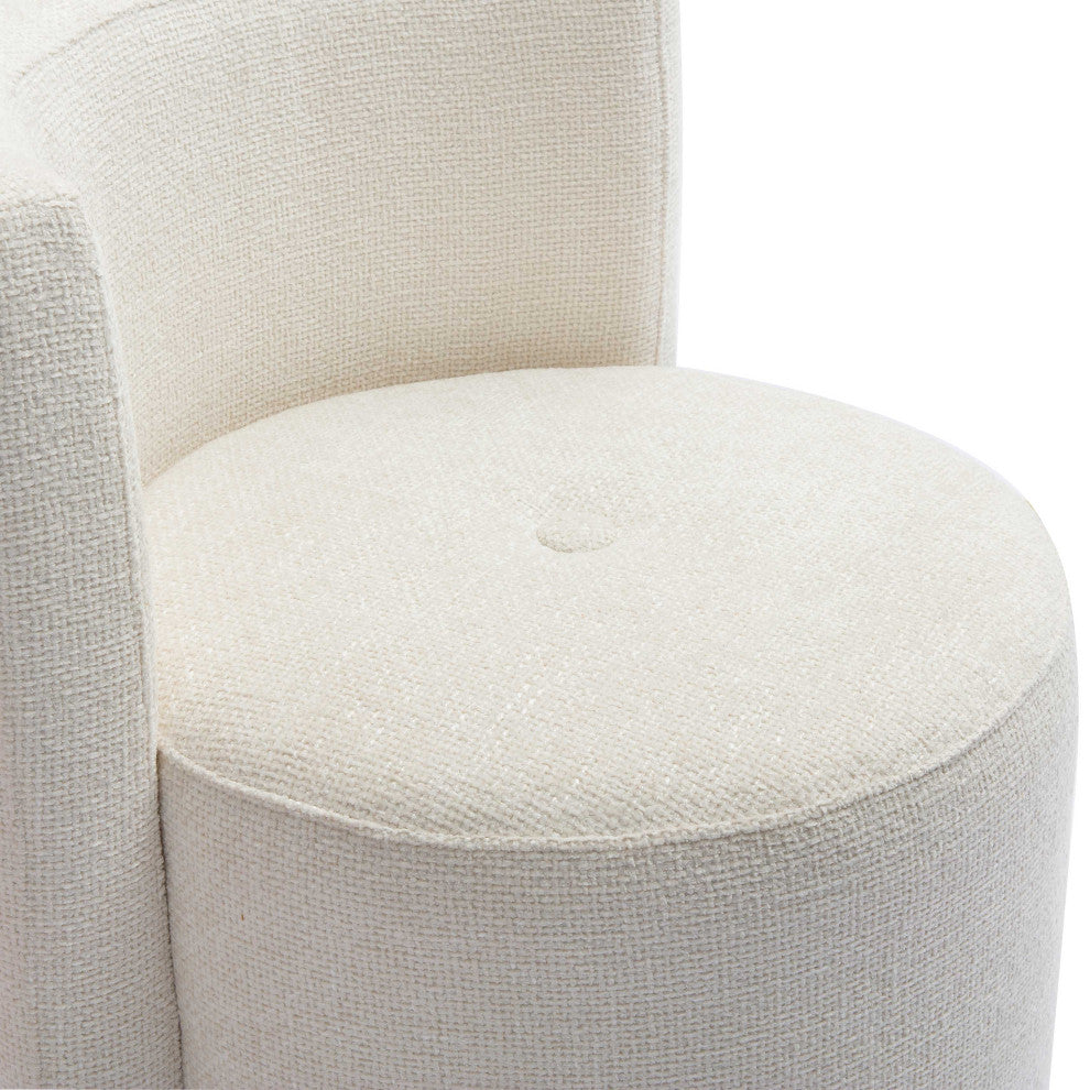 Alyssa Chenille Rolling Desk Chair, Cream Chenille