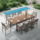 HIGOLD Carlo 8+1 Pieces Extendable Aluminum Outdoor Dining Set, Wood Color