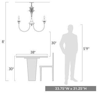 Golden Lighting Lillianne 6 Light Chandelier, Antique Ivory, 0846-6AI