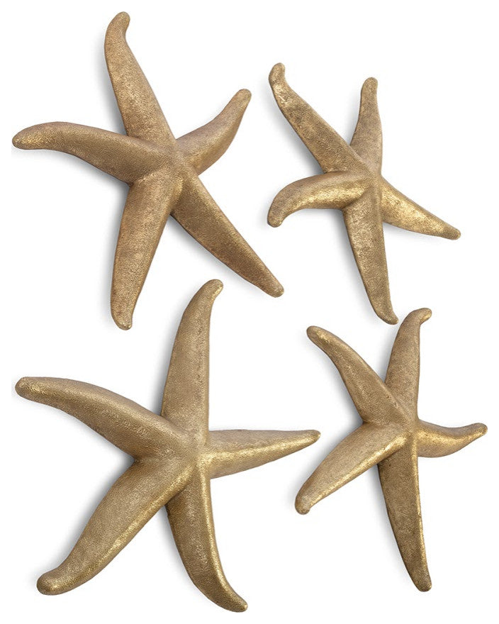 Starfish, Gold Leaf, 4-Piece Set, Small, Gold, Large
