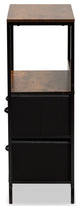 Modern Industrial Gray Fabric Walnut Brown Finished Wood 3Drawer Storage Cabinet