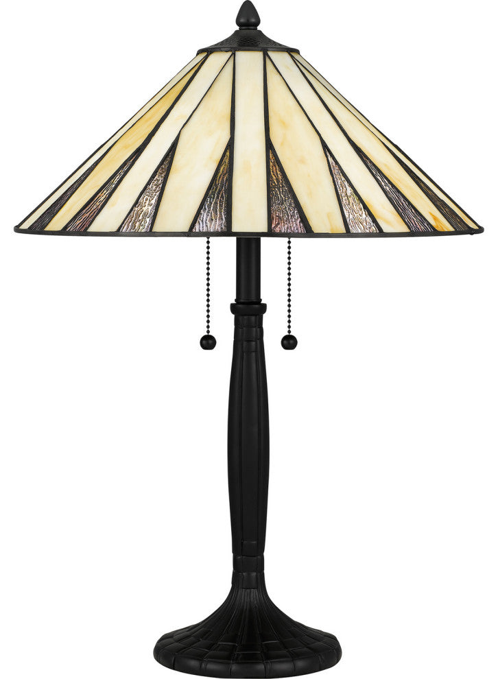 Quoizel TF5617MBK 2-Light Table Lamp, Tiffany