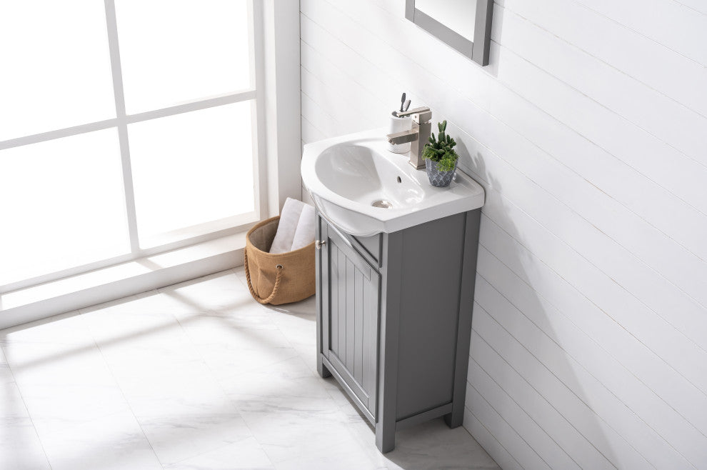Design Element Marian 24" Transitional Single Sink Vanity, Gray