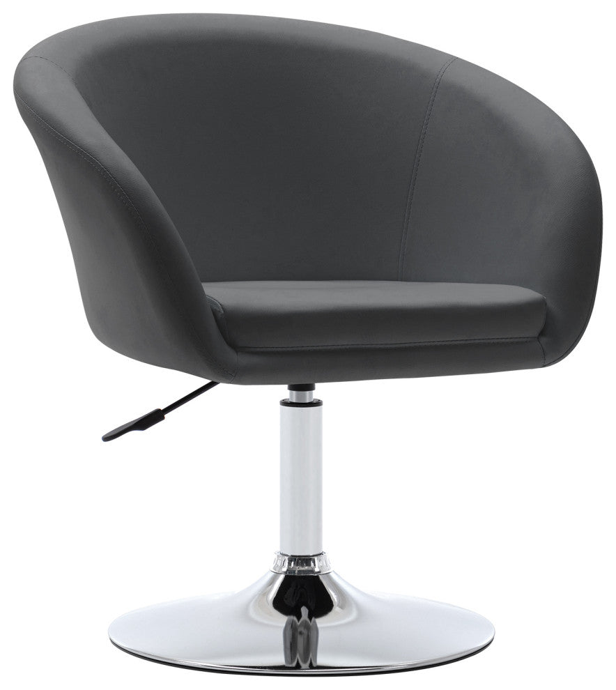 Minimalist Swivel Barrel Chair, Grey-Pu