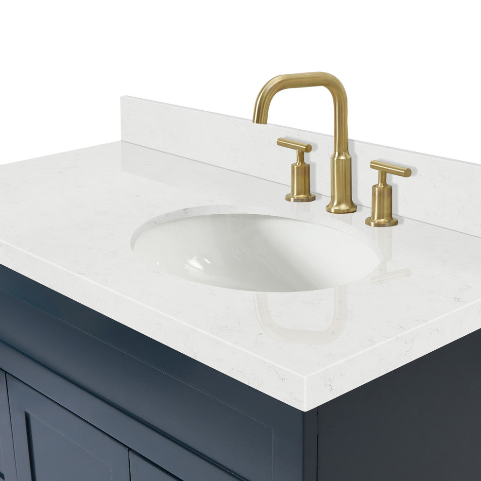Ariel Hamlet 42" Single Right Oval Sink Bathroom Vanity, Carrara Quartz