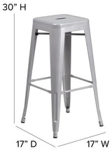 Kai Commercial Grade 30"H Metal Counter Stool, Silver/Gray