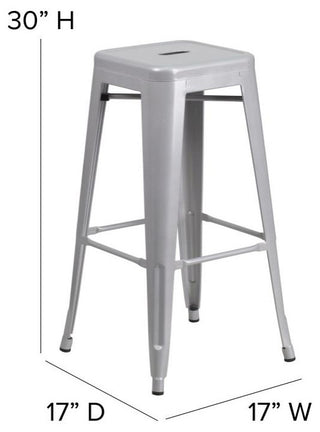 Kai Commercial Grade 30"H Metal Counter Stool, Silver/Gray