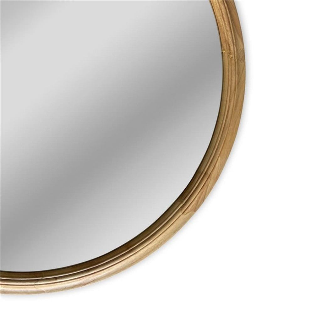 Chloe Lighting Reflection 36" Round Wood Framed Wall Mirror in Maple