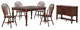 6-Piece 76" Extendable Butterfly Dining Table Set, Chestnut Brown Wood