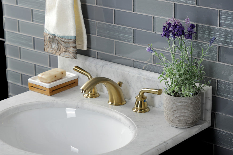 Kingston Brass KB967RXLSB Widespread Bathroom Faucet, Pop-Up Drain