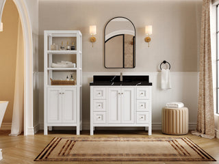 Nashville 42" Single Sink Bath Vanity, White 2" Calacatta Black