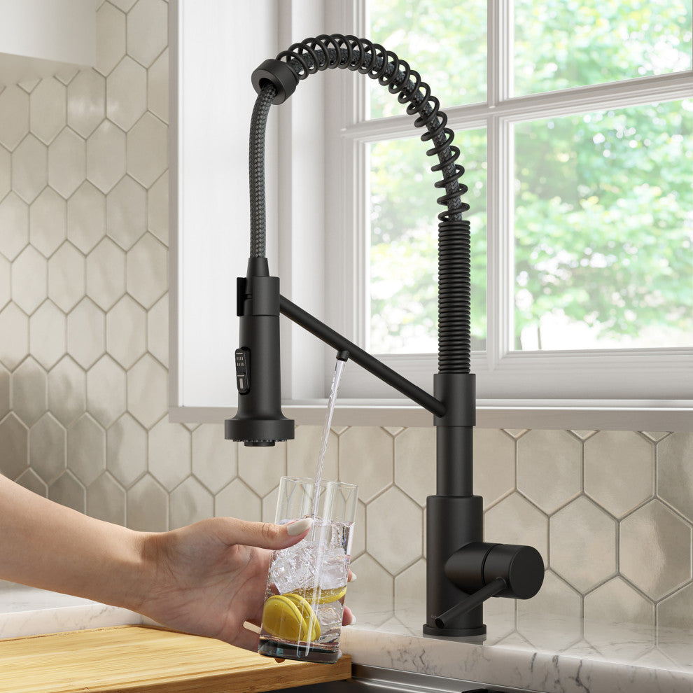 Bolden Commercial Style 2-Function Pull-Down 1-Handle 1-Hole Kitchen Faucet, Matte Black (Filter Kitchen Faucet)