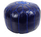 Moroccan Leather Pouf, Royal Blue