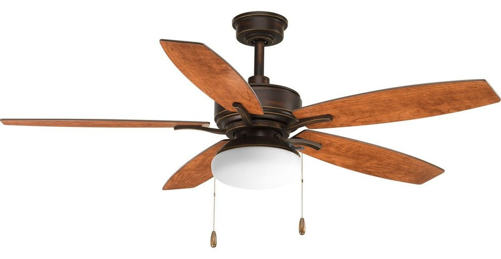 Billows Collection 52" 5 Plywood Blade With Pull Chain, Antique Bronze