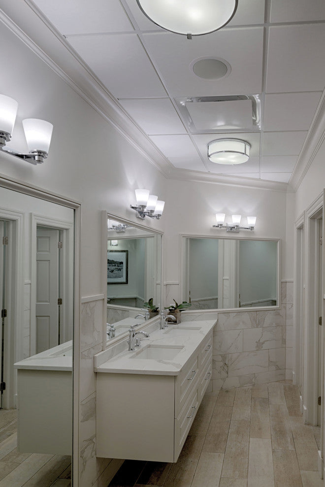 Hinkley Lowell 16" Md Flush Mount Ceiling Light, Chrome + Etched Opal Glass