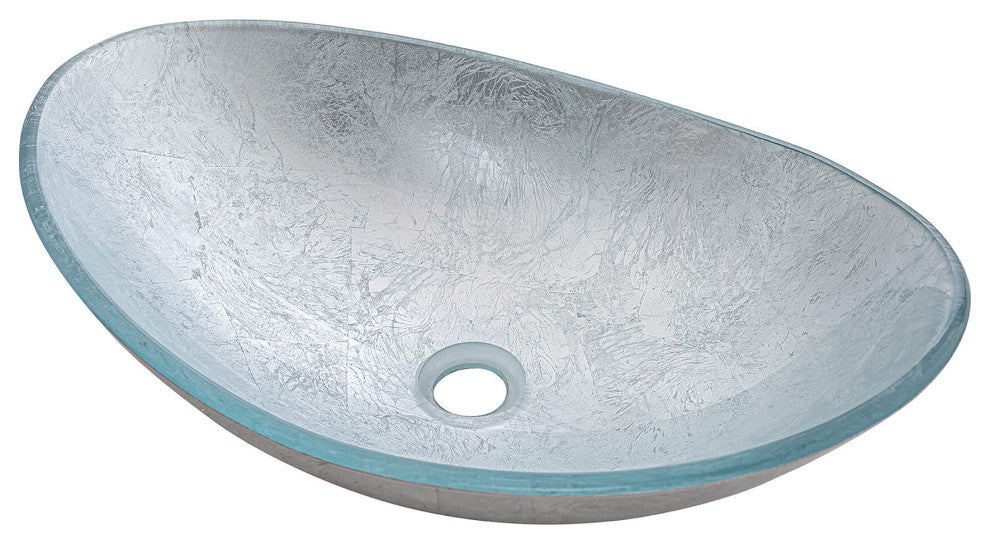 Fine Fixtures modern Glass Vessel Oval 20x14, Silver