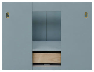 31" Single Wall Mount Vanity, Aqua Blue Finish With Gray Granite Top