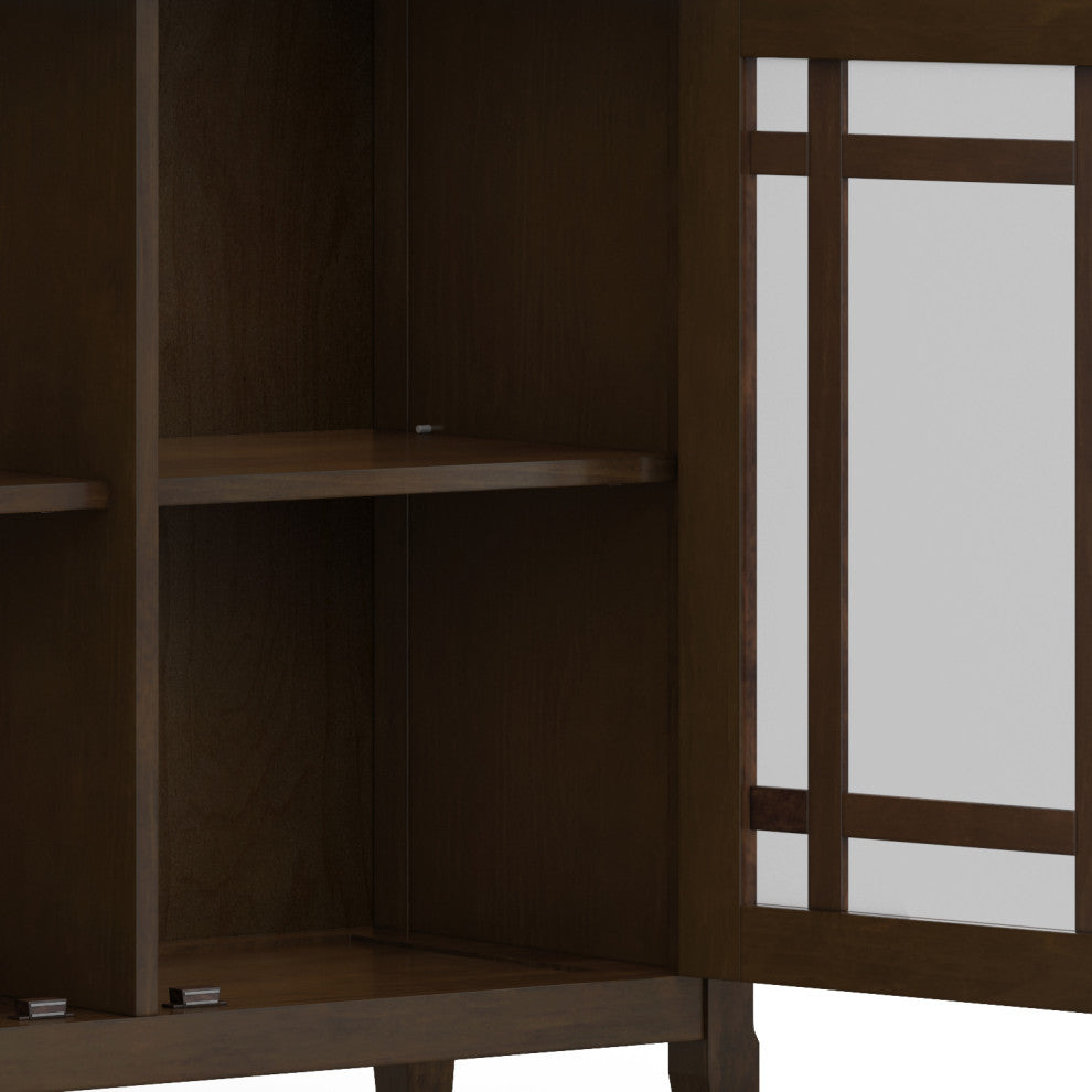 Bedford Solid Wood Wide Storage Cabinet, Dark Tobacco Brown