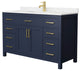 54" Single Bathroom Vanity Dark Blue, Carrara Cultured Marble Countertop, Sink