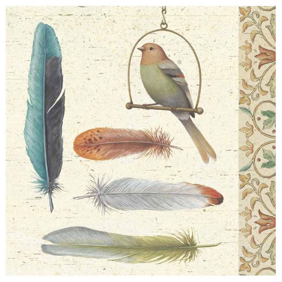 "Feather Tales II" Digital Paper Print by Daphne Brissonnet, 42"x42"