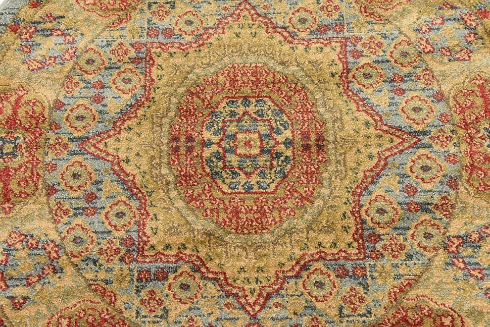 Unique Loom Light Blue Hamilton Palace 3' 3 x 3' 3 Round Rug