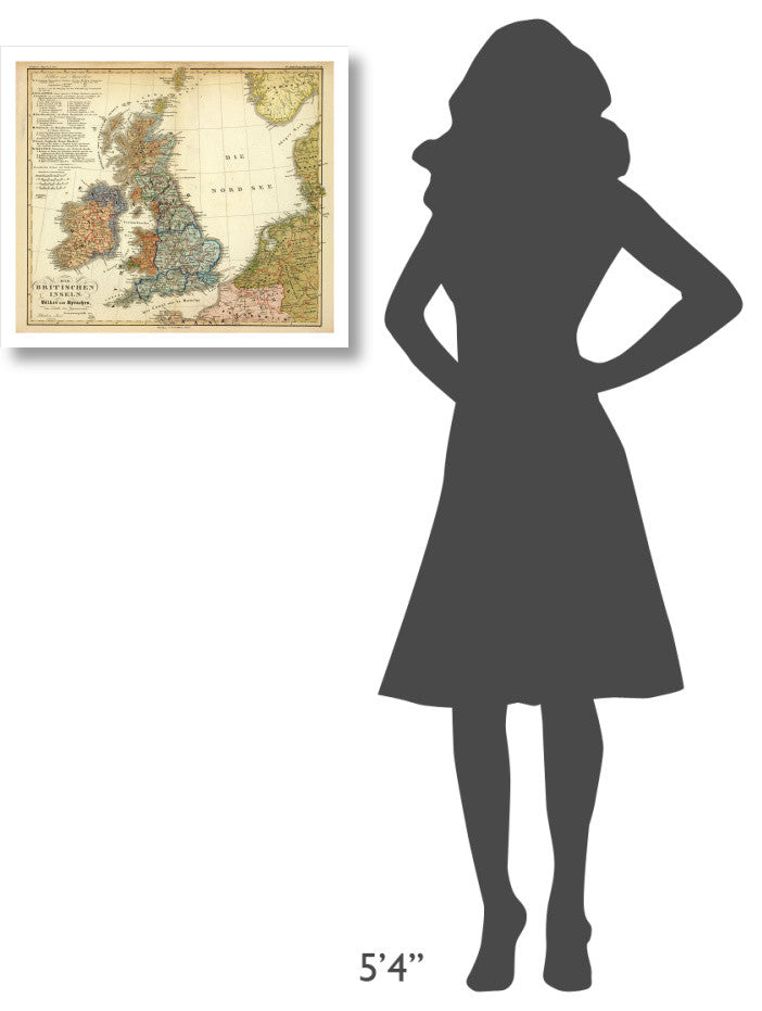 "Die Britischen Inseln: Volker und Sprachen, 1847" Paper Art, 24"x21"