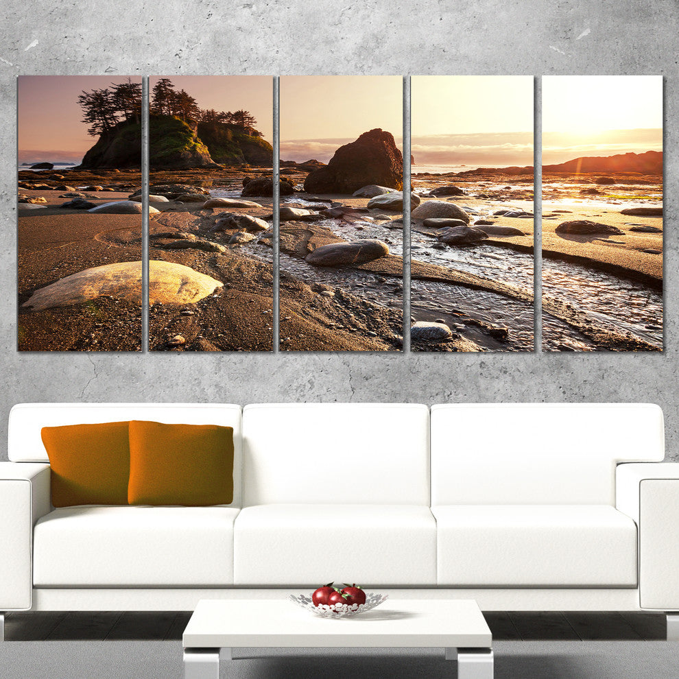 Olympic National Park Coast, Large Seashore Canvas Print, 60"x28", 5 Panels