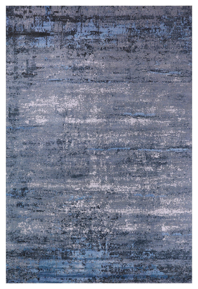 11' 11" X 17' 11" Abstract Hand Knotted Wool and Silk Modern Rug Q7116