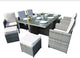 HomeRoots 129" X 76" X 46" Gray 11Piece Outdoor Dining Set With Cushions