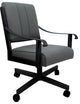 Leather Memphis Dining Caster Chair Swivel Tilt with Wheels, Gray Leather on Black