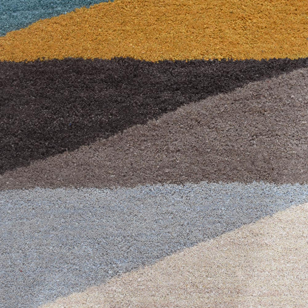 HAND TUFTED WOOL ECO-FRIENDLY AREA RUGS, Multicolor Color, Geometric Design