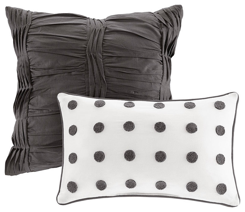Urban Habitat Brooklyn Pom-Pom 7-Piece Duvet Cover Set, Grey