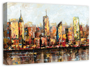 Rough Painted City Scape 24x16 Canvas Wall Art